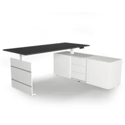 MOVE 3 | 180x80 | Schreibtisch elektrisch höhenverstellbar - Winkelschreibtisch Weiß/Anthrazit