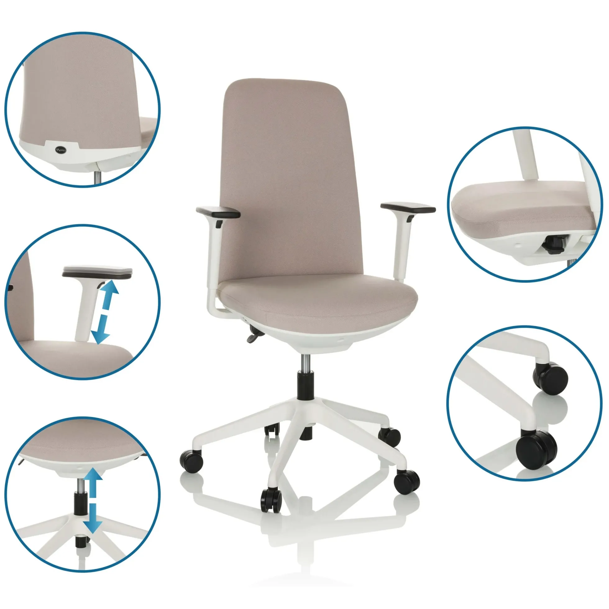 NESTORA - Profi Bürostuhl Beige