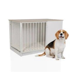 PAWHOME XL - Hundebox Weiß/Eiche