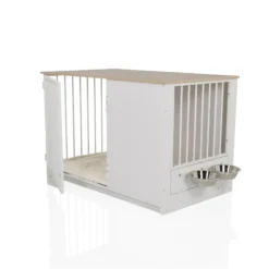 PAWHOME XL - Hundebox Weiß/Eiche