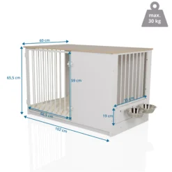 PAWHOME XL - Hundebox Weiß/Eiche