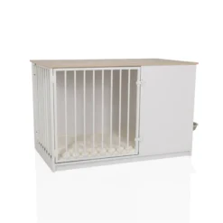 PAWHOME XL - Hundebox Weiß/Eiche