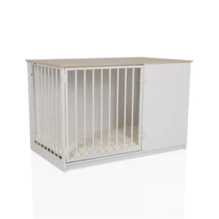 PAWHOME XL - Hundebox Weiß/Eiche