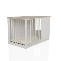 PAWHOME XL - Hundebox Weiß/Eiche