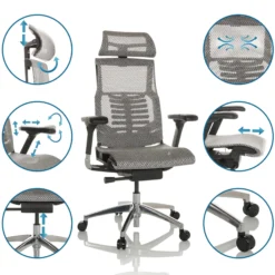 POFIT GEN2 - High End Bürostuhl Hellgrau