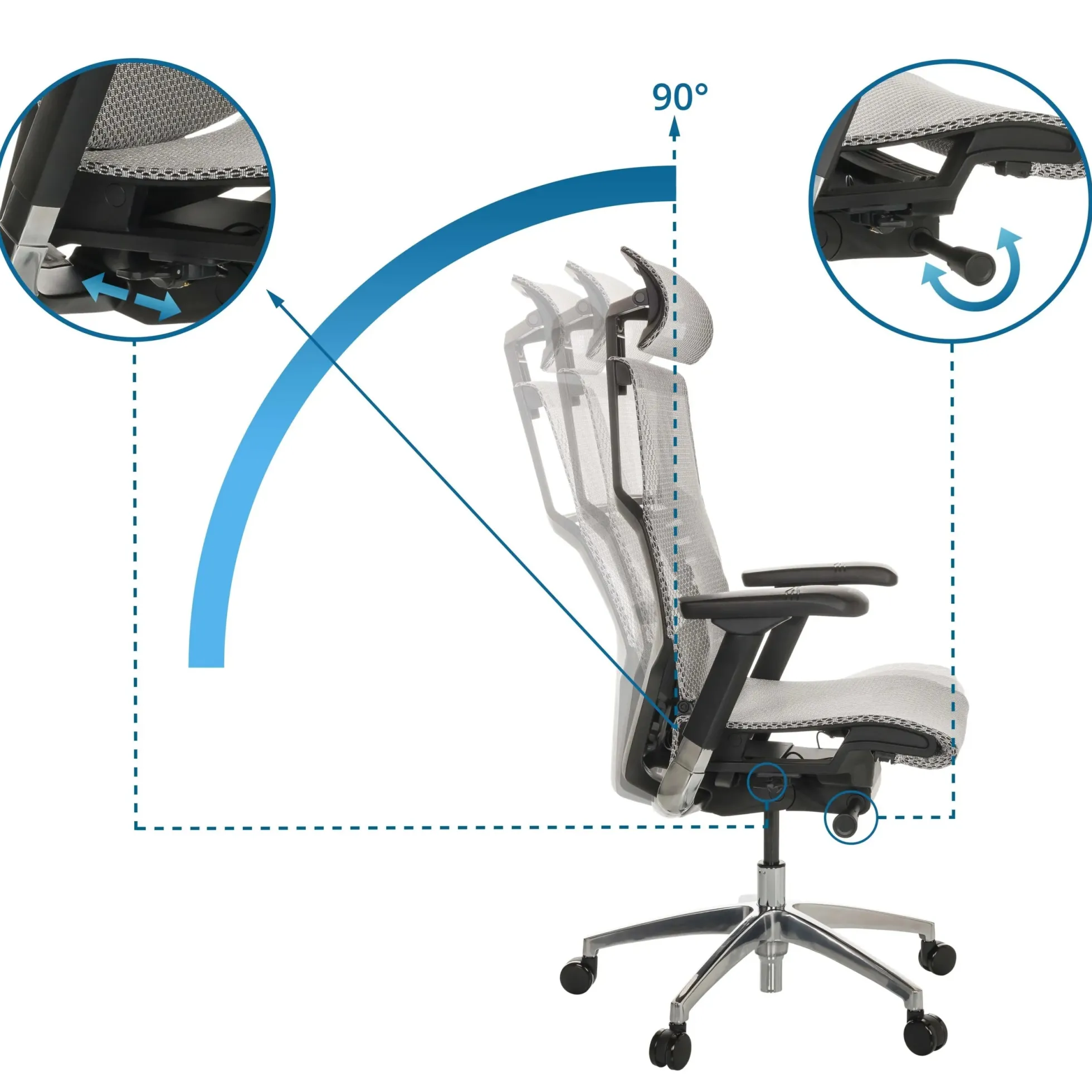 POFIT GEN2 - High End Bürostuhl Hellgrau