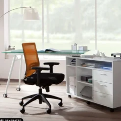 PORTO BASE - Profi Bürostuhl Schwarz/Orange