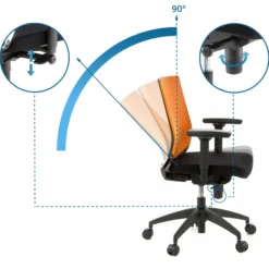 PORTO BASE - Profi Bürostuhl Schwarz/Orange
