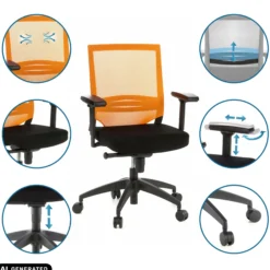 PORTO BASE - Profi Bürostuhl Schwarz/Orange