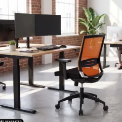 PORTO BASE - Profi Bürostuhl Schwarz/Orange