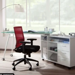 PORTO BASE - Profi Bürostuhl Schwarz/Rot
