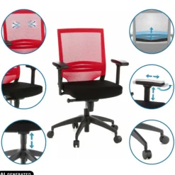 PORTO BASE - Profi Bürostuhl Schwarz/Rot