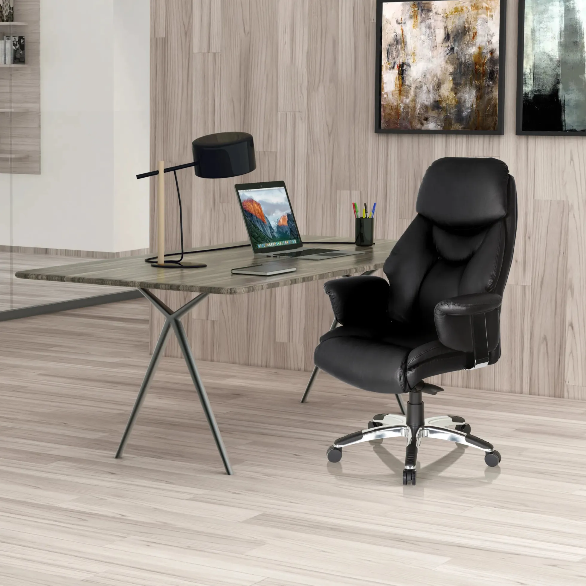 PRADO | Leder - Luxus Chefsessel Schwarz