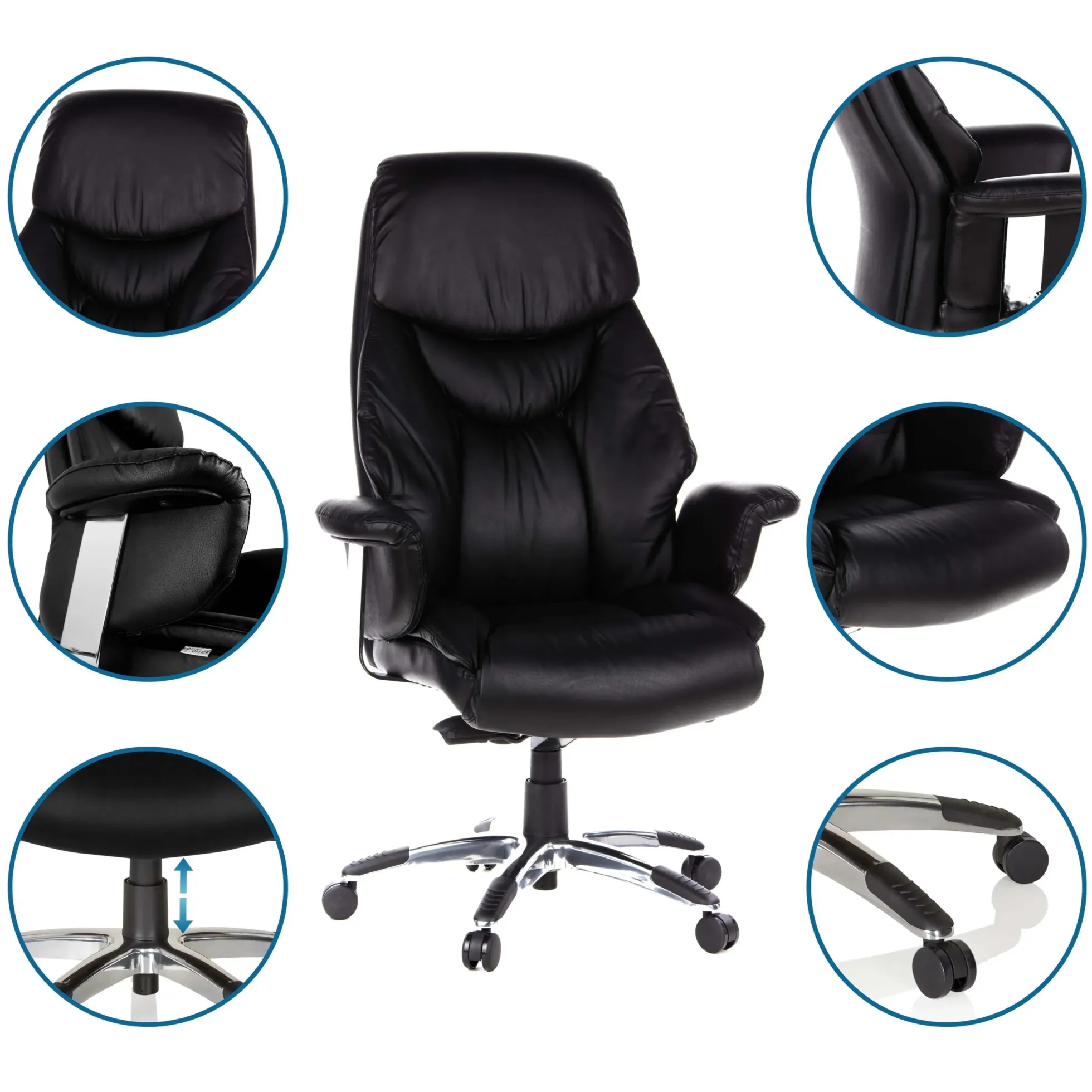 PRADO | Leder - Luxus Chefsessel Schwarz
