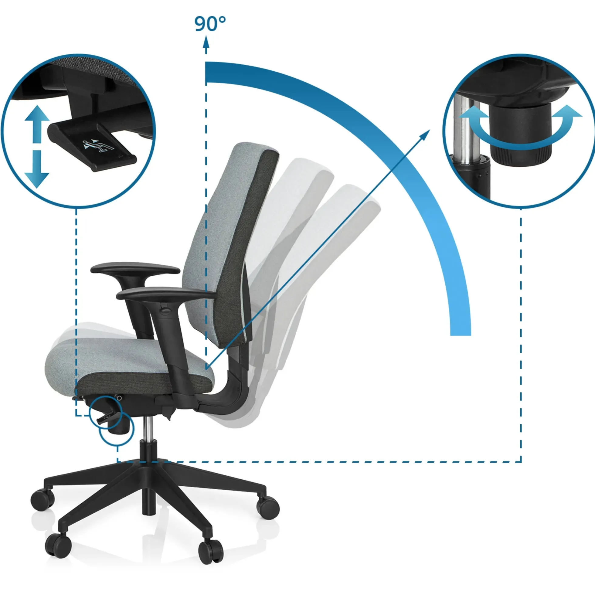 PRO-TEC 500 - Profi Bürostuhl Grau