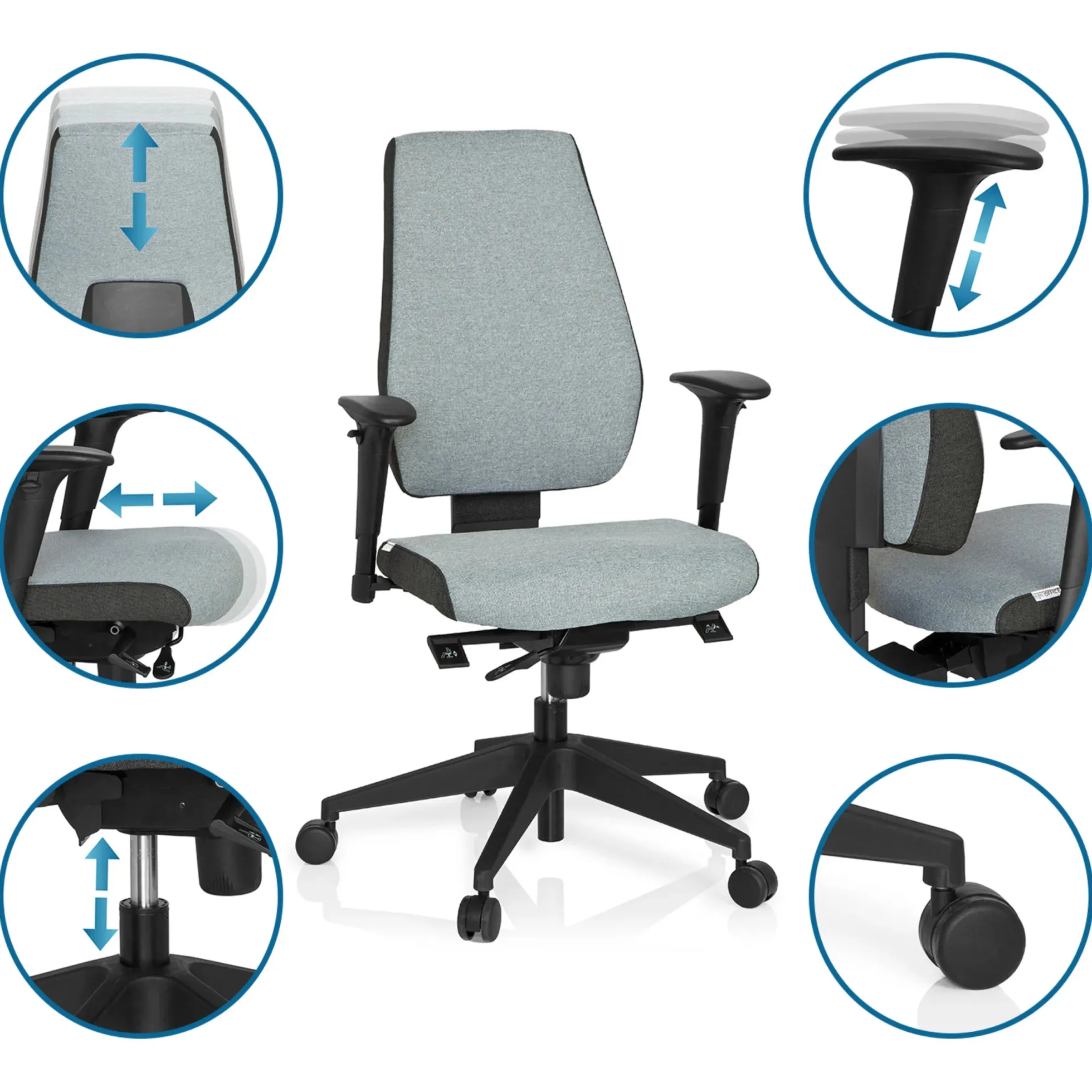 PRO-TEC 500 - Profi Bürostuhl Grau
