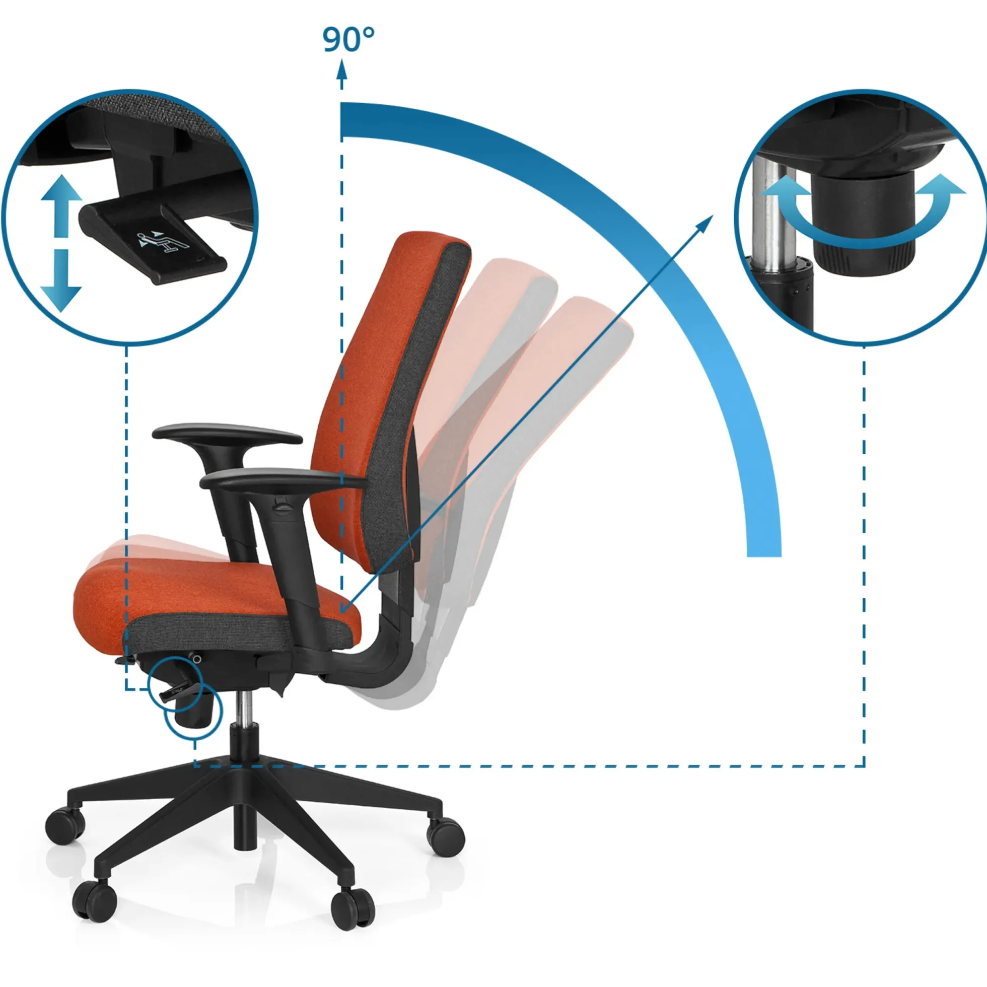 PRO-TEC 500 - Profi Bürostuhl Rot