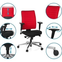 PRO-TEC 350 - Profi Bürostuhl Schwarz/Rot