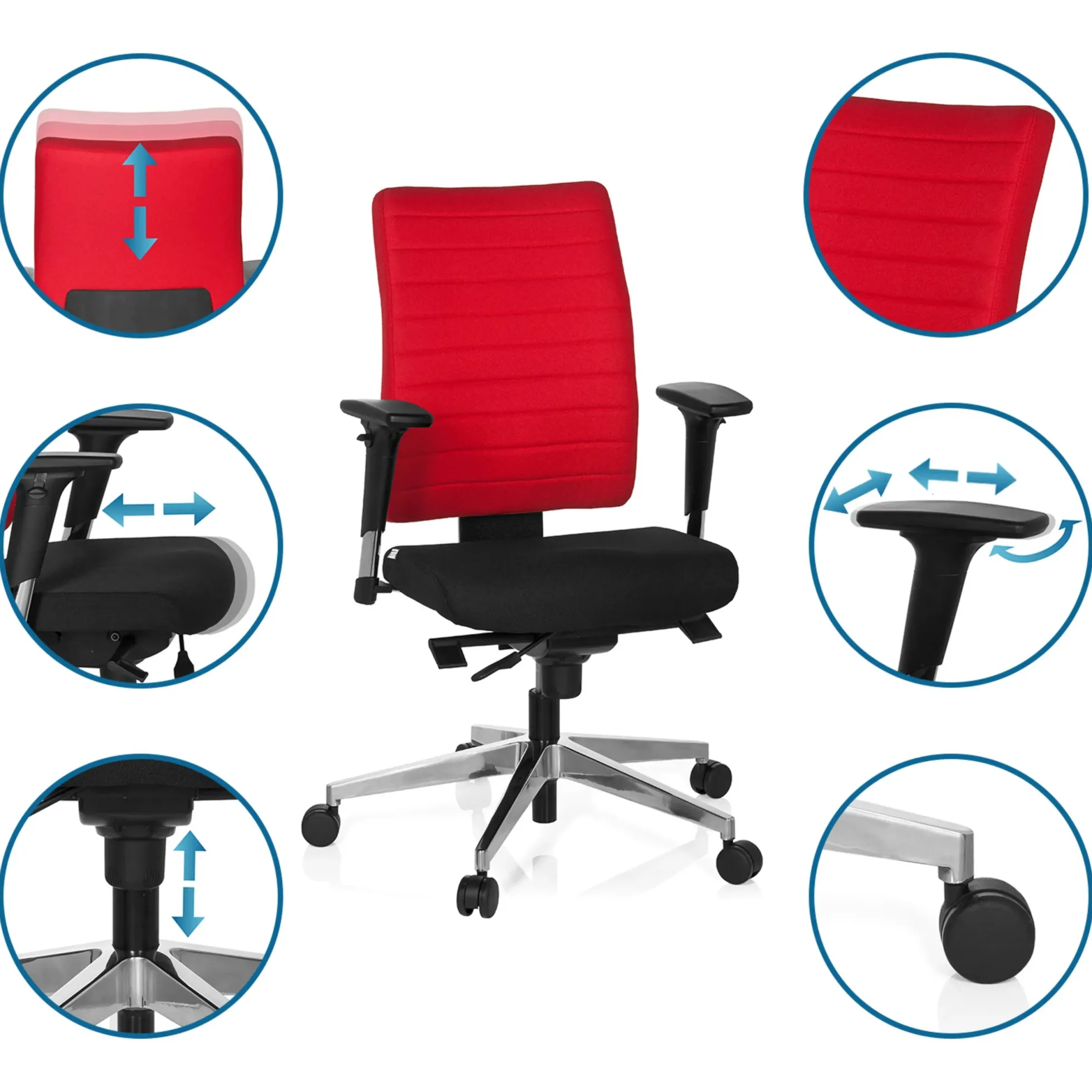 PRO-TEC 350 - Profi Bürostuhl Schwarz/Rot