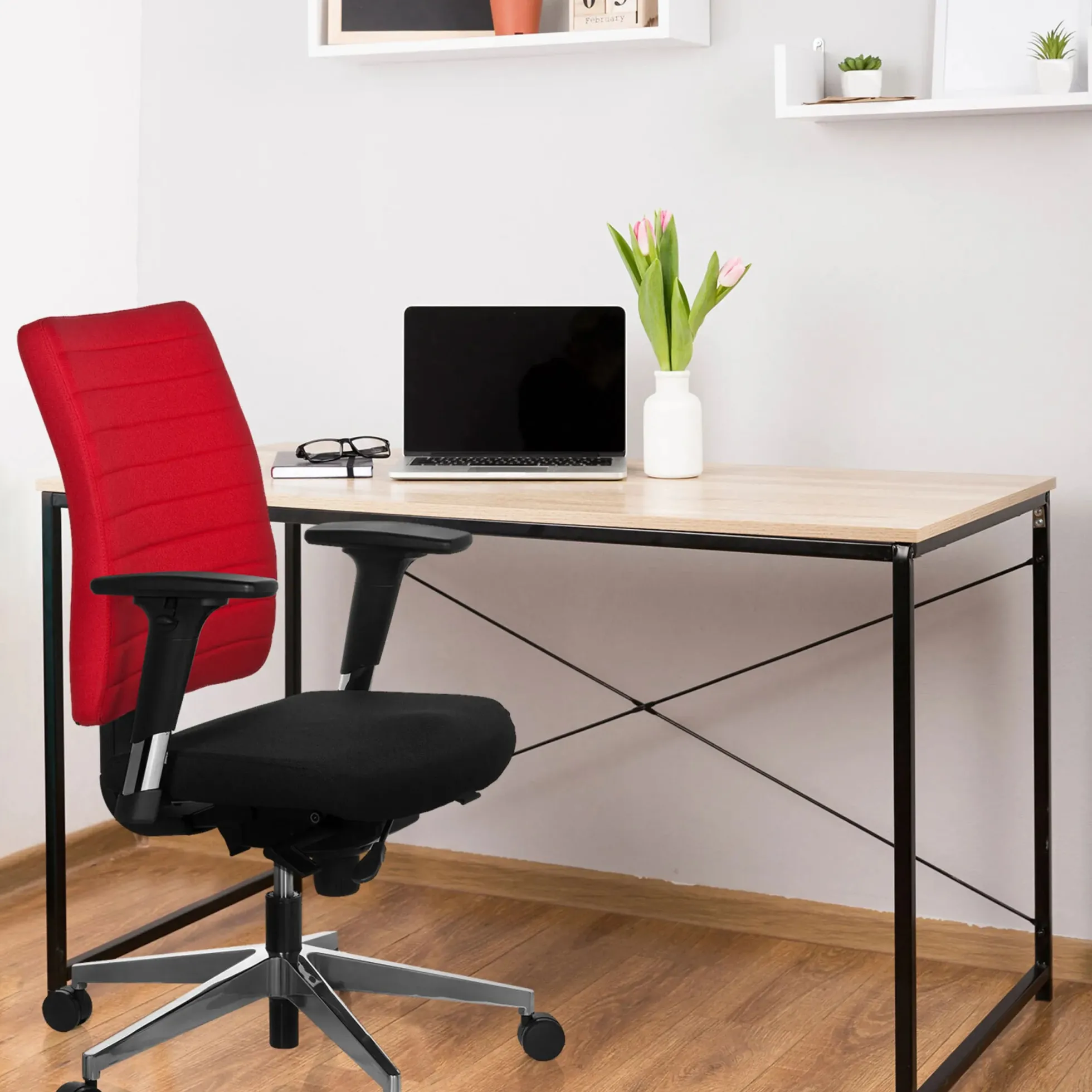 PRO-TEC 350 - Profi Bürostuhl Schwarz/Rot