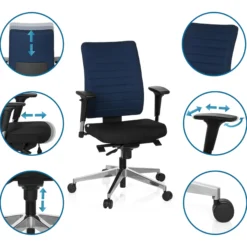 PRO-TEC 350 - Profi Bürostuhl Schwarz/Blau
