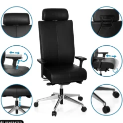 PRO-TEC XXL | Leder - Profi Bürostuhl Schwarz