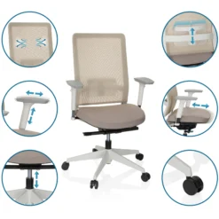 PURE WHITE - Profi Bürostuhl Beige