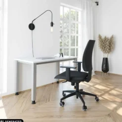 QUEO 612 S | Schreibtisch 120 x 67 höhenverstellbar Weiß/Silber