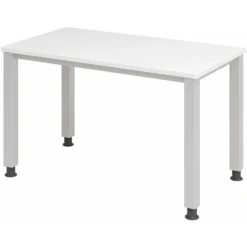 QUEO 612 S | Schreibtisch 120 x 67 höhenverstellbar Weiß/Silber