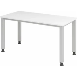 QUEO 614 S | Schreibtisch 140 x 67 höhenverstellbar Weiß/Silber