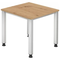 QUEO 8 S | Schreibtisch 80 x 80 höhenverstellbar Asteiche