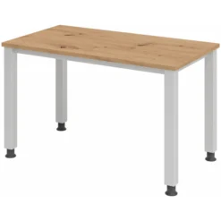 QUEO 612 S | Schreibtisch 120 x 67 höhenverstellbar Asteiche/Silber