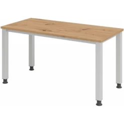 QUEO 614 S | Schreibtisch 140 x 67 höhenverstellbar Asteiche/Silber