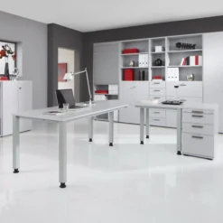 QUEO 19 S | Schreibtisch 180 x 80 höhenverstellbar Grau