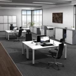 QUEO 19 S | Schreibtisch 180 x 80 höhenverstellbar Weiß