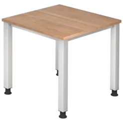QUEO 8 S | Schreibtisch 80 x 80 höhenverstellbar Nussbaum