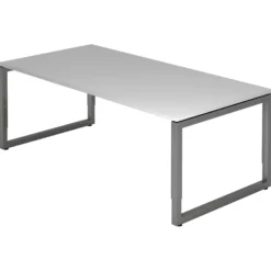REGO 2E G | Schreibtisch 200 x 100 höhenverstellbar Grau/Graphit