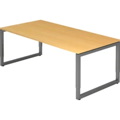 REGO 2E G | Schreibtisch 200 x 100 höhenverstellbar Buche/Graphit