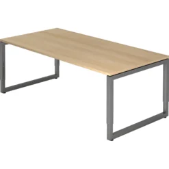 REGO 2E G | Schreibtisch 200 x 100 höhenverstellbar Eiche/Graphit