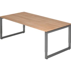 REGO 2E G | Schreibtisch 200 x 100 höhenverstellbar Nussbaum/Graphit