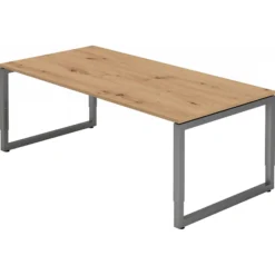 REGO 2E G | Schreibtisch 200 x 100 höhenverstellbar Asteiche/Graphit