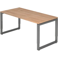 REGO 16 G | Schreibtisch 160 x 80 höhenverstellbar Nussbaum/Graphit