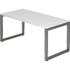 REGO 16 G | Schreibtisch 160 x 80 höhenverstellbar Weiß/Graphit