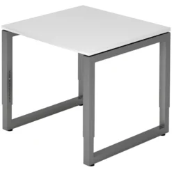 REGO 8 G | Schreibtisch 80 x 80 höhenverstellbar Weiß/Graphit
