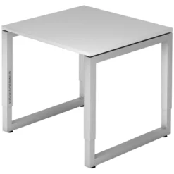 REGO 8 S | Schreibtisch 80 x 80 höhenverstellbar Grau/Silber