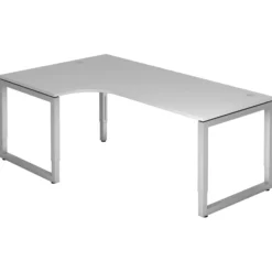 REGO 82 S | Schreibtisch 200 x 120 höhenverstellbar Grau/Silber