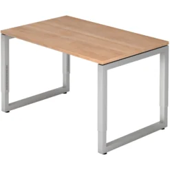 REGO 12 S | Schreibtisch 120 x 80 höhenverstellbar Nussbaum/Silber