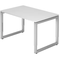 REGO 12 S | Schreibtisch 120 x 80 höhenverstellbar Weiß/Silber