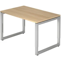 REGO 12 S | Schreibtisch 120 x 80 höhenverstellbar Eiche/Silber