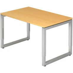 REGO 12 S | Schreibtisch 120 x 80 höhenverstellbar Buche/Silber